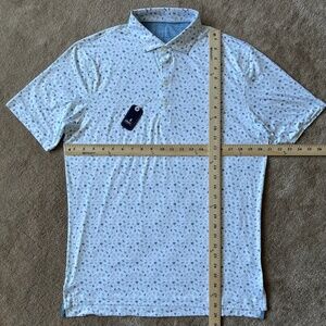 Johnnie-O Featherweight Polo - White background with Desert/Beach Print